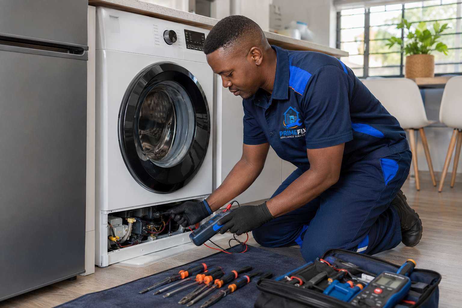 PrimeFix technician providing washing machine repairs